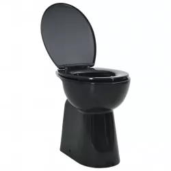 Висока тоалетна без ръб плавно затваряне +7 см керамика черна