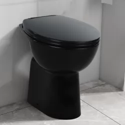 Висока тоалетна без ръб плавно затваряне +7 см керамика черна