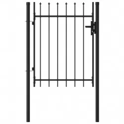 Оградна порта една врата с остри върхове стомана 1х1,2 м черна
