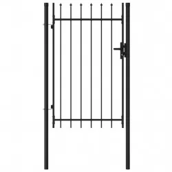 Оградна порта една врата с остри върхове стомана 1х1,5 м черна