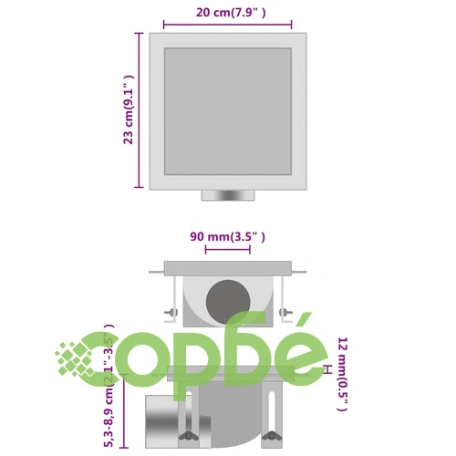 Душ канал на правоъгълници, 23x23 см, неръждаема стомана  ➤ топ цена ➤ sorbe.bg