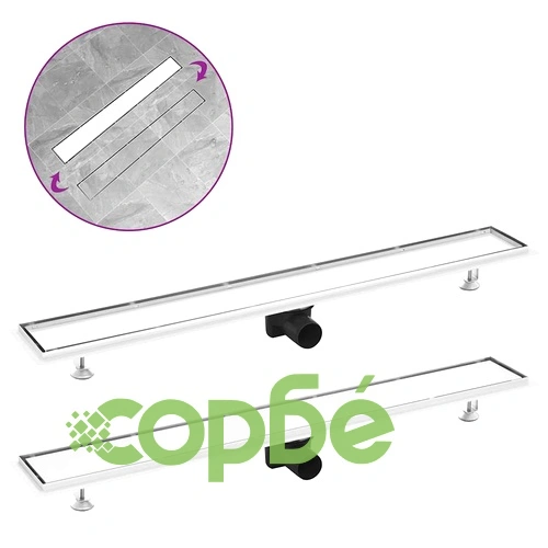 Душ канал с 2-в-1 капак, 93x14 см, неръждаема стомана ➤ топ цена ➤ sorbe.bg