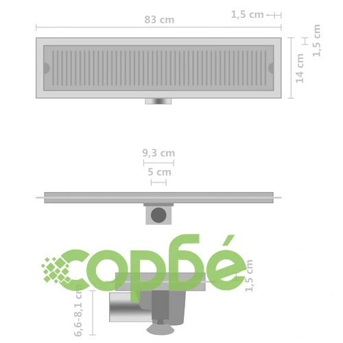 Душ канал на линии, 83x14 см, неръждаема стомана ➤ топ цена ➤ sorbe.bg