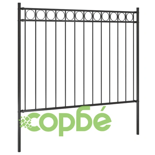 Градинска ограда от стомана 1,81x1 м, черна ➤ топ цена ➤ sorbe.bg