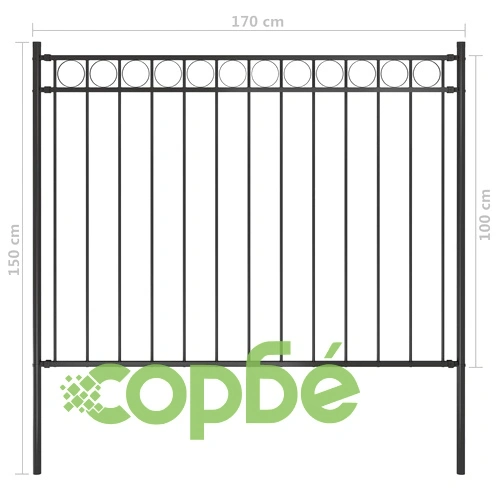 Градинска ограда от стомана 1,81x1 м, черна ➤ топ цена ➤ sorbe.bg