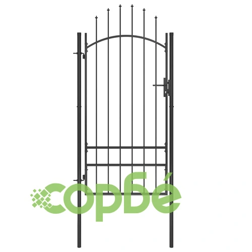 Градинска порта, стомана, 1x2,5 м, черна ➤ топ цена ➤ sorbe.bg