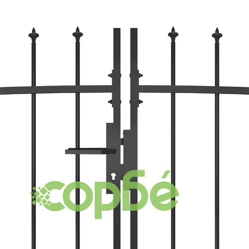 Градинска оградна порта с пики, 5x1,75 м, черна ➤ топ цена ➤ sorbe.bg