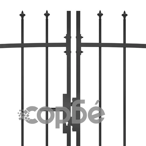 Градинска оградна порта с пики, 5x2,25 м, черна ➤ топ цена ➤ sorbe.bg