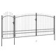 Градинска оградна порта с пики, 5x2,45 м, черна