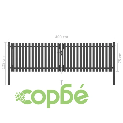 Градинска порта за ограда, стомана, 4x1,25 м, антрацит ➤ топ цена ➤ sorbe.bg