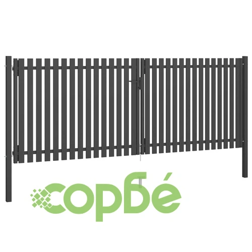 Градинска порта за ограда, стомана, 4x1,7 м, антрацит ➤ топ цена ➤ sorbe.bg