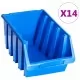 Стифиращи контейнери за съхранение, 14 бр, сини, пластмаса