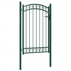 Оградна врата с арковидна горна част стомана 100x150 см зелена