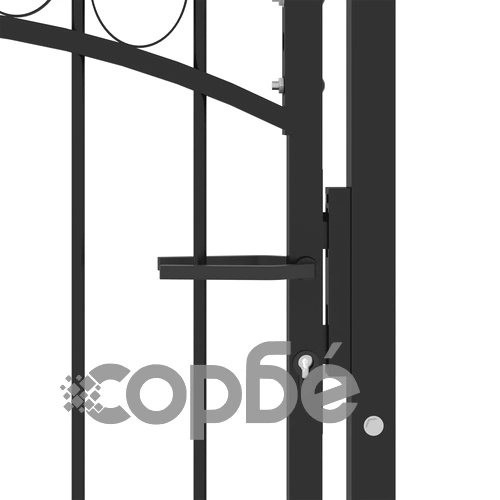 Оградна врата с арковидна горна част стомана 100x150 см черна ➤ топ цена ➤ sorbe.bg