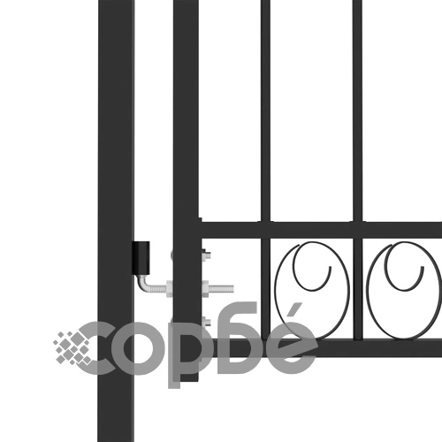 Оградна врата с арковидна горна част стомана 100x150 см черна ➤ топ цена ➤ sorbe.bg