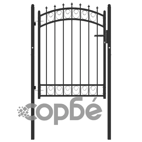Оградна врата с шипове, стомана, 100x125 см, черна ➤ топ цена ➤ sorbe.bg