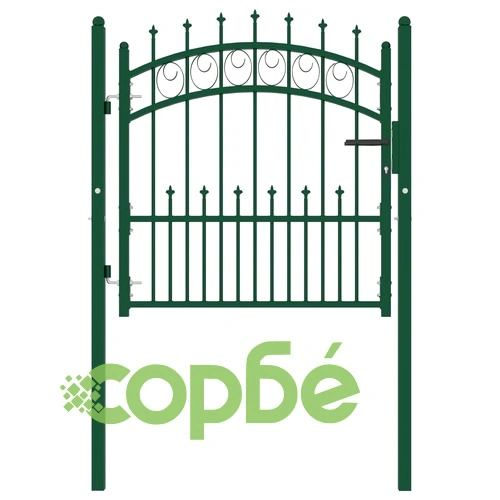 Оградна врата с шипове, стомана, 100x100 см, зелена ➤ топ цена ➤ sorbe.bg