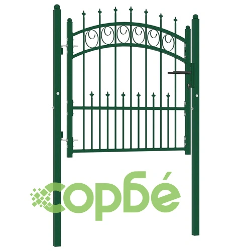Оградна врата с шипове, стомана, 100x100 см, зелена ➤ топ цена ➤ sorbe.bg