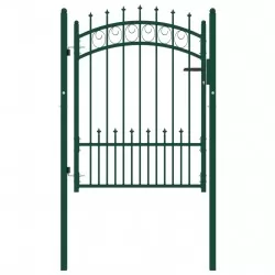 Оградна врата с шипове, стомана, 100x125 см, зелена