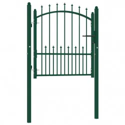 Оградна врата с шипове, стомана, 100x100 см, зелена