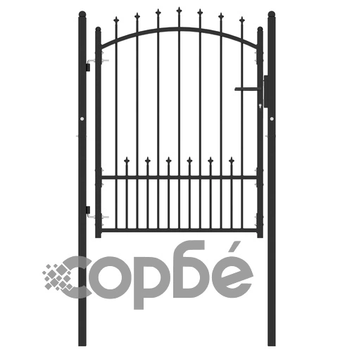 Оградна врата с шипове, стомана, 100x125 см, черна ➤ топ цена ➤ sorbe.bg