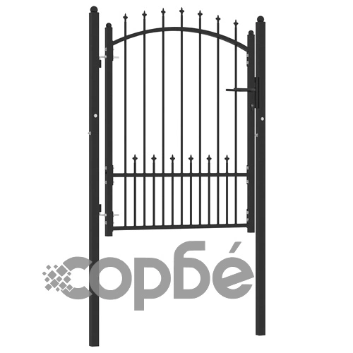 Оградна врата с шипове, стомана, 100x125 см, черна ➤ топ цена ➤ sorbe.bg