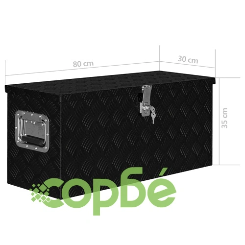 Алуминиева кутия, 80x30x35 см, черна  ➤ топ цена ➤ sorbe.bg