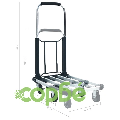 Сгъваема транспортна количка 150 кг алуминий сребриста   ➤ топ цена ➤ sorbe.bg