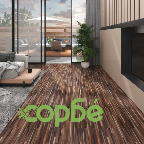 PVC подови дъски 5,02 м² 2 мм самозалепващи кафяви ивици ➤ топ цена ➤ sorbe.bg