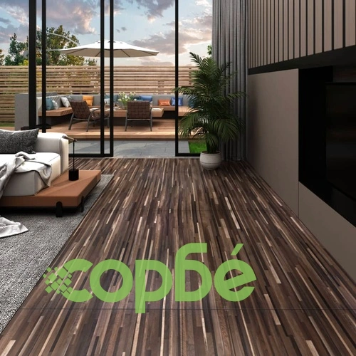 Несамозалепващи PVC подови дъски 5,26 м² 2 мм кафяви ивици ➤ топ цена ➤ sorbe.bg