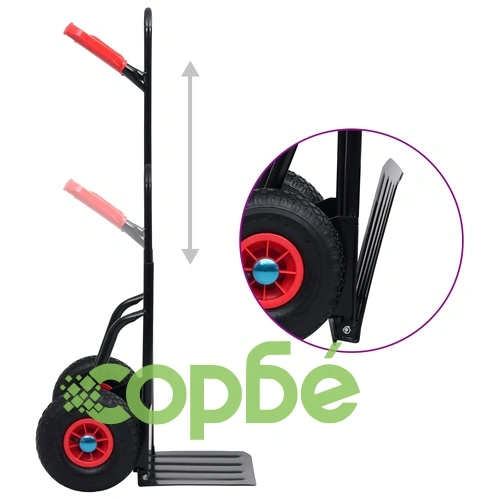 Телескопична ръчна количка, 200 кг, черно и червено ➤ топ цена ➤ sorbe.bg