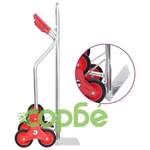 Ръчна количка за стълбище с 6 колела, 51x53,5x118 см, 150 кг ➤ топ цена ➤ sorbe.bg
