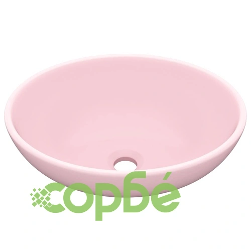Луксозна овална мивка, матово розова, 40x33 см, керамика ➤ топ цена ➤ sorbe.bg