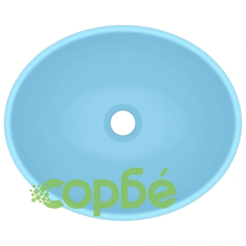 Луксозна овална мивка, матово светлосиня, 40x33 см, керамика ➤ топ цена ➤ sorbe.bg