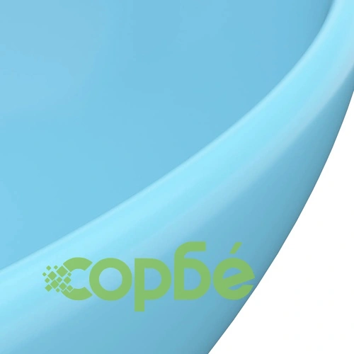 Луксозна овална мивка, матово светлосиня, 40x33 см, керамика ➤ топ цена ➤ sorbe.bg