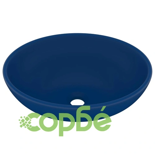Луксозна овална мивка, матово тъмносиня, 40x33 см, керамика ➤ топ цена ➤ sorbe.bg