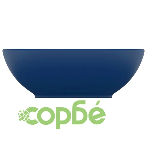 Луксозна овална мивка, матово тъмносиня, 40x33 см, керамика ➤ топ цена ➤ sorbe.bg