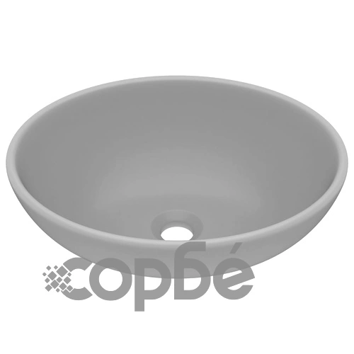 Луксозна овална мивка, матово светлосива, 40x33 см, керамика ➤ топ цена ➤ sorbe.bg