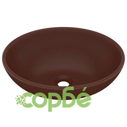 Луксозна овална мивка, матово тъмнокафява, 40x33 см, керамика ➤ топ цена ➤ sorbe.bg