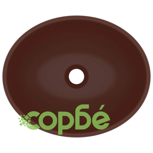 Луксозна овална мивка, матово тъмнокафява, 40x33 см, керамика ➤ топ цена ➤ sorbe.bg