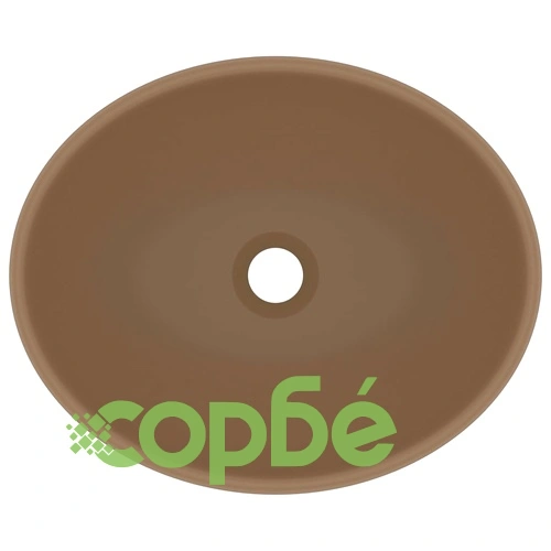 Луксозна овална мивка, матово кремава, 40x33 см, керамика ➤ топ цена ➤ sorbe.bg