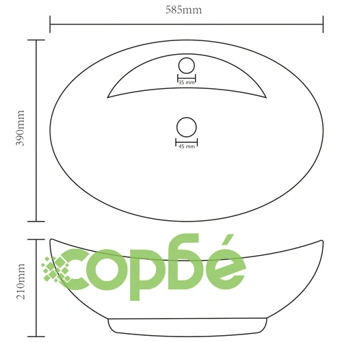 Мивка с преливник лукс овал бял мат 58,5x39 см керамика ➤ топ цена ➤ sorbe.bg