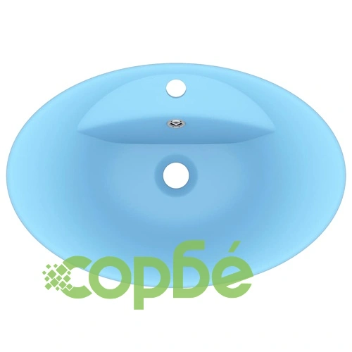 Мивка с преливник лукс овал светлосин мат 58,5x39 см керамика ➤ топ цена ➤ sorbe.bg