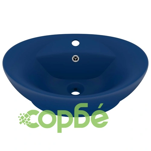 Мивка с преливник лукс овал тъмносин мат 58,5x39 см керамика ➤ топ цена ➤ sorbe.bg