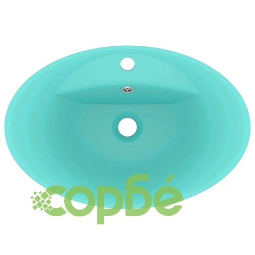 Мивка с преливник лукс овал светлозелен мат 58,5x39 см керамика ➤ топ цена ➤ sorbe.bg