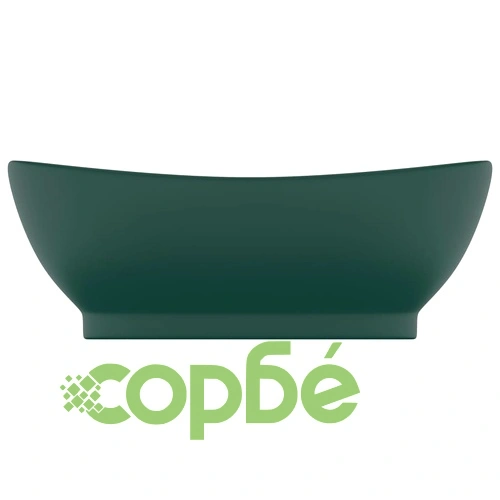 Мивка с преливник лукс овал тъмнозелен мат 58,5x39 см керамика ➤ топ цена ➤ sorbe.bg