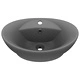 Мивка с преливник лукс овал тъмносив мат 58,5x39 см керамика 
