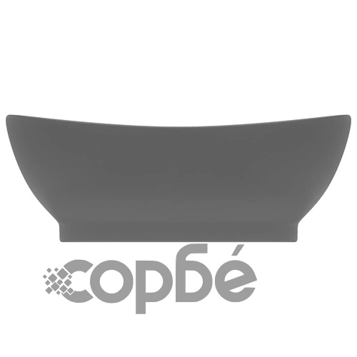 Мивка с преливник лукс овал тъмносив мат 58,5x39 см керамика  ➤ топ цена ➤ sorbe.bg