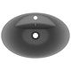 Мивка с преливник лукс овал тъмносив мат 58,5x39 см керамика 