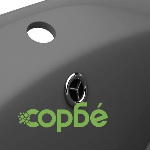 Мивка с преливник лукс овал тъмносив мат 58,5x39 см керамика  ➤ топ цена ➤ sorbe.bg